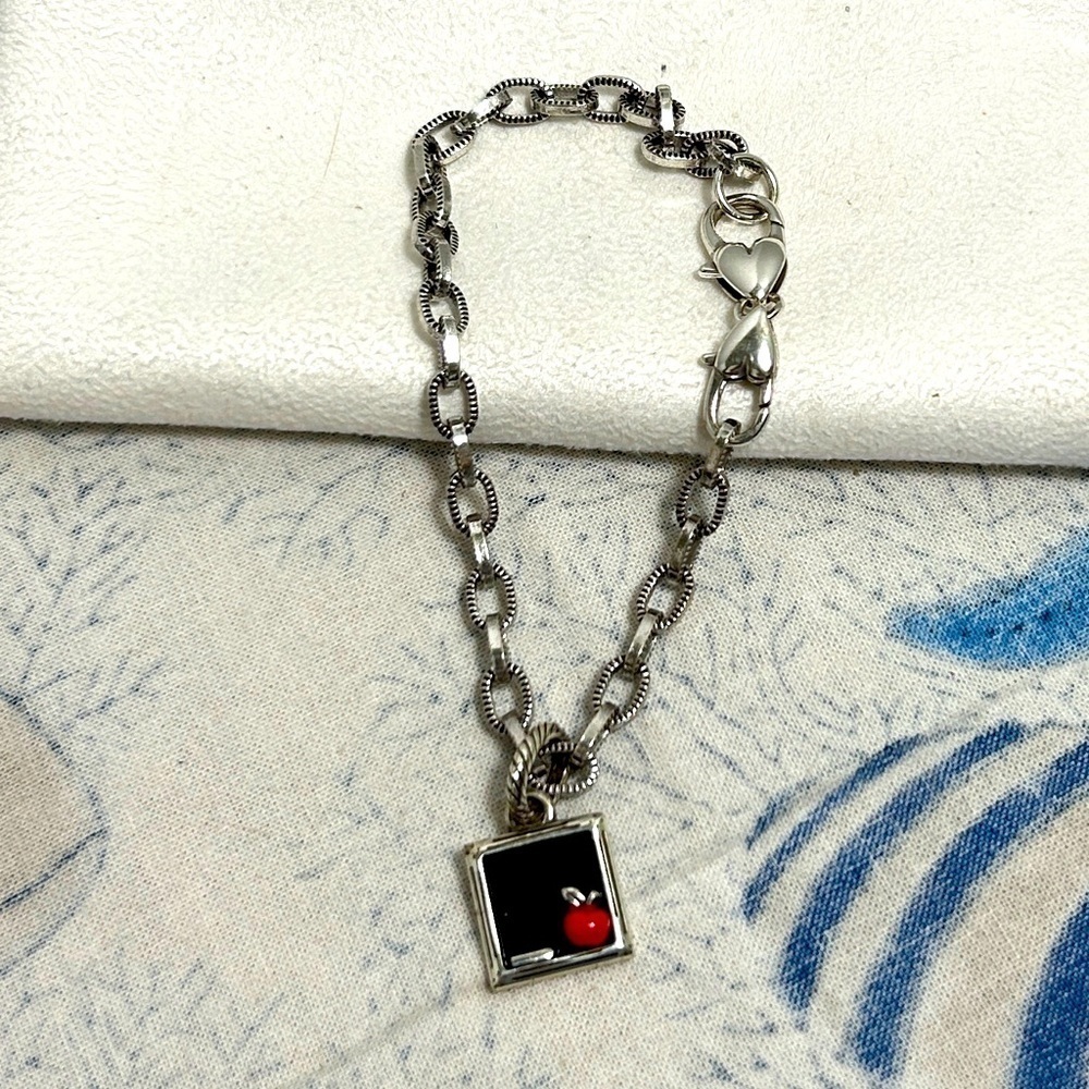 Brighton Charm Bracelet with Teacher Charm Silver Plated Double Lobster Claw